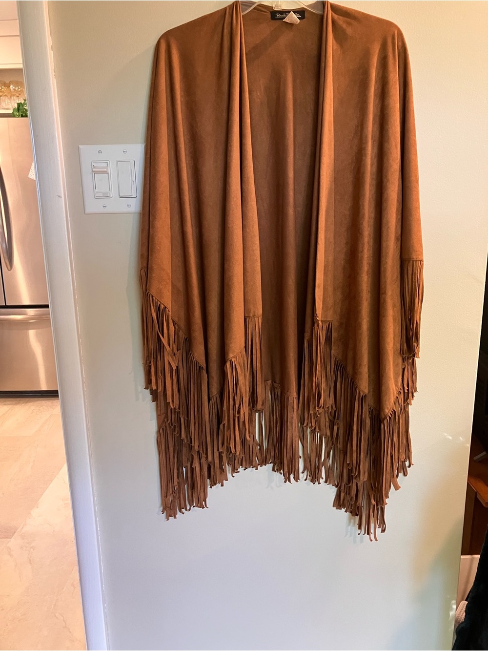 Fringefauxsuede Shawl cognac southwesternnative cowgirl boho bohemian soft drape